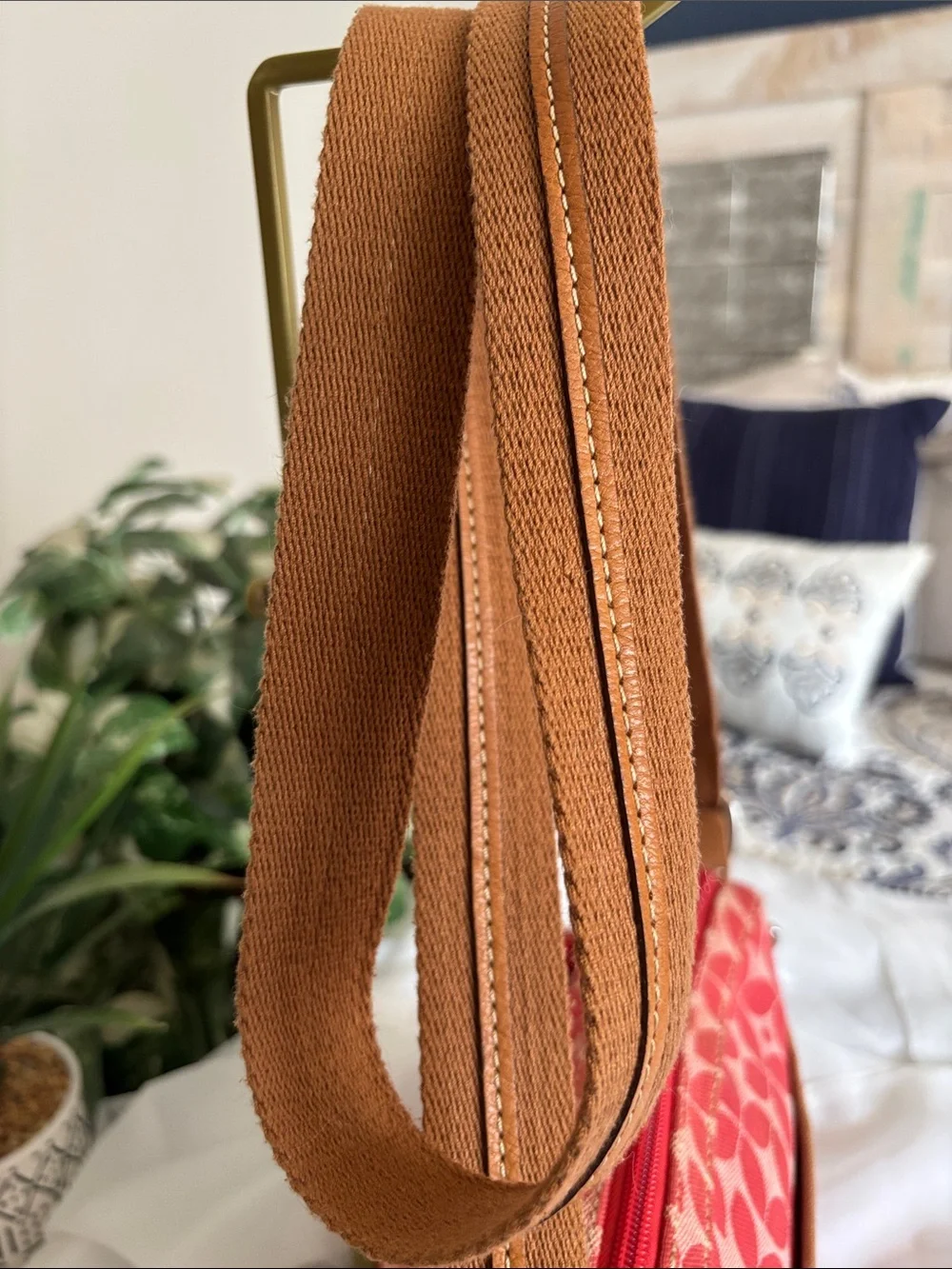 Vintage Fossil Signature Canvas Crossbody